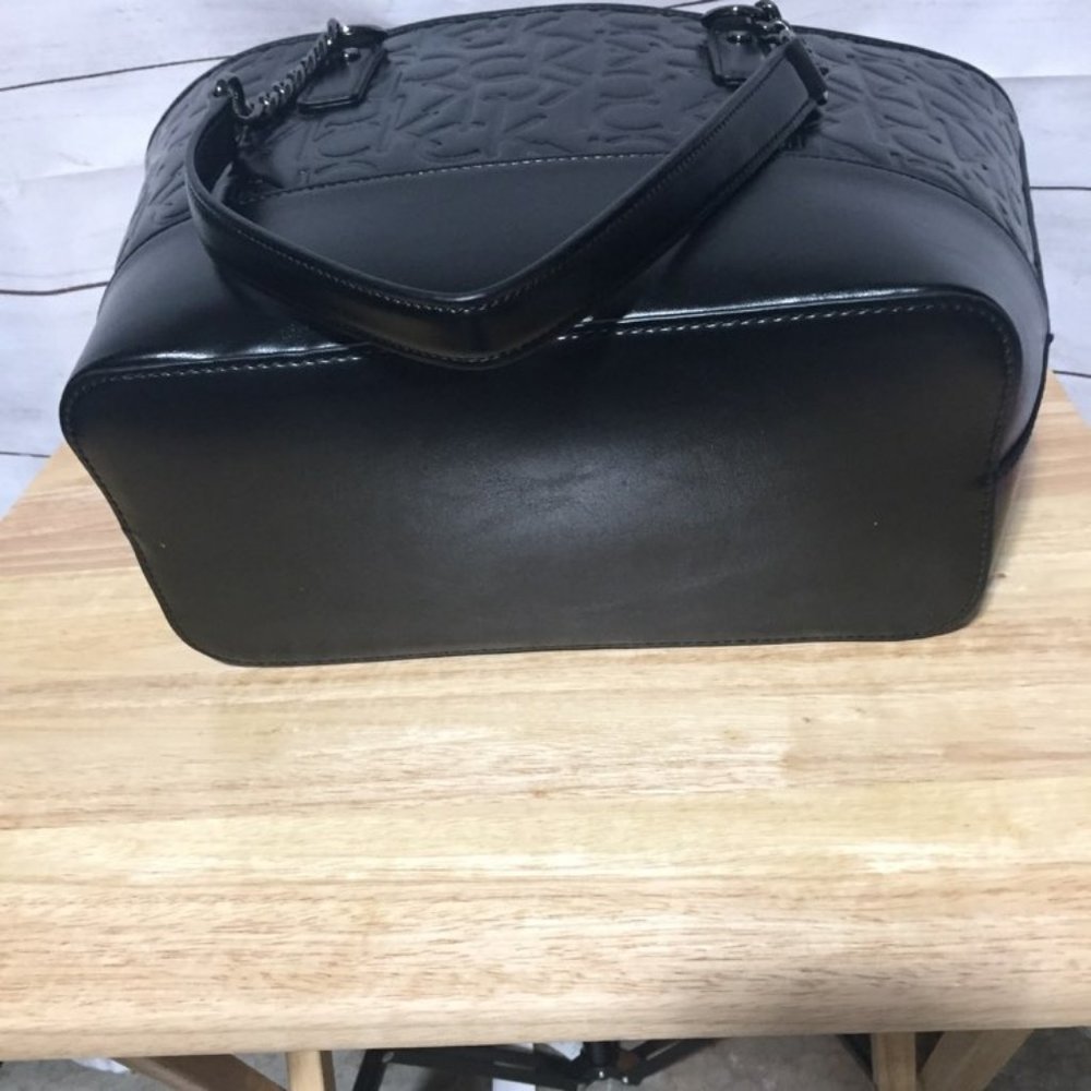 Calvin Klein Black Tote with Cardcase Purse Faux Leather Silver Accents - Picture 4 of 10
